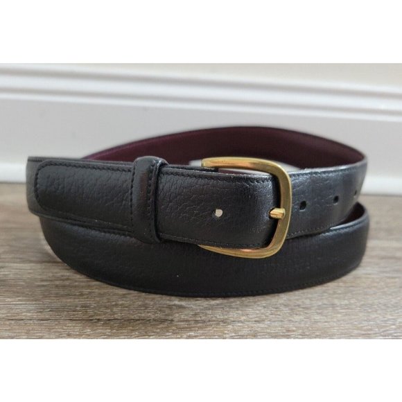 Trafalgar Other - Trafalgar Men's 38 Black Pebbled 100% Leather Belt USA Made Gold Tone Buckle 1"